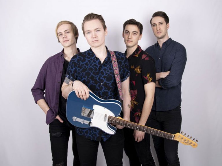 Bandets medlemmar, vänster till höger: Oliver Fallman, John Jönsson, Stefan Eriksson och Sebastian Åsgårdh. FOTO: Elvira Sandell