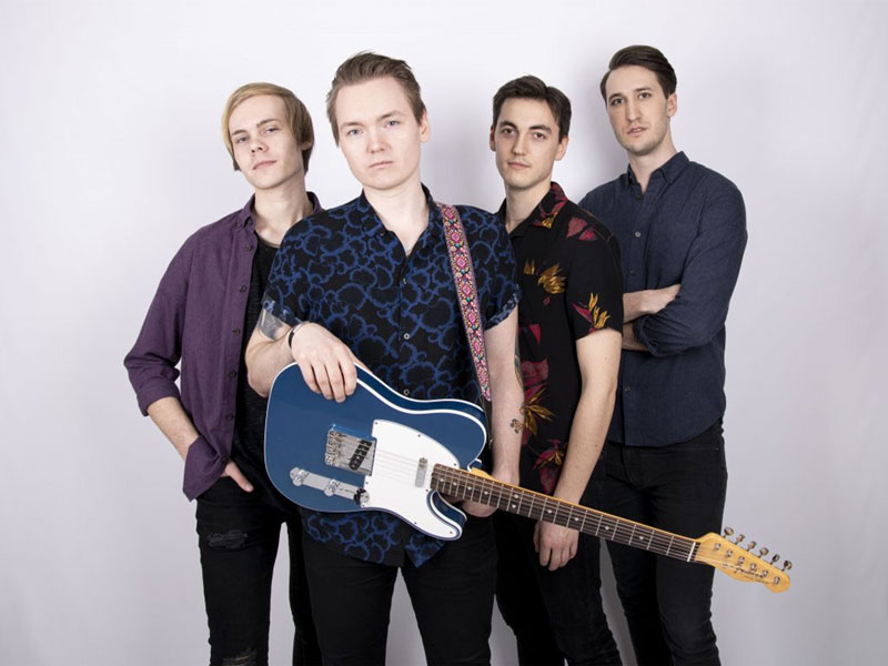 Bandets medlemmar, vänster till höger: Oliver Fallman, John Jönsson, Stefan Eriksson och Sebastian Åsgårdh. FOTO: Elvira Sandell