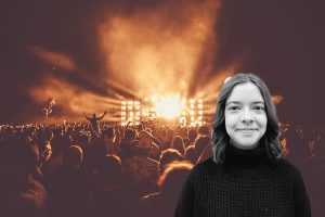 Bild på en publik på en konsert. I hörnet syns Simones krönikabild.