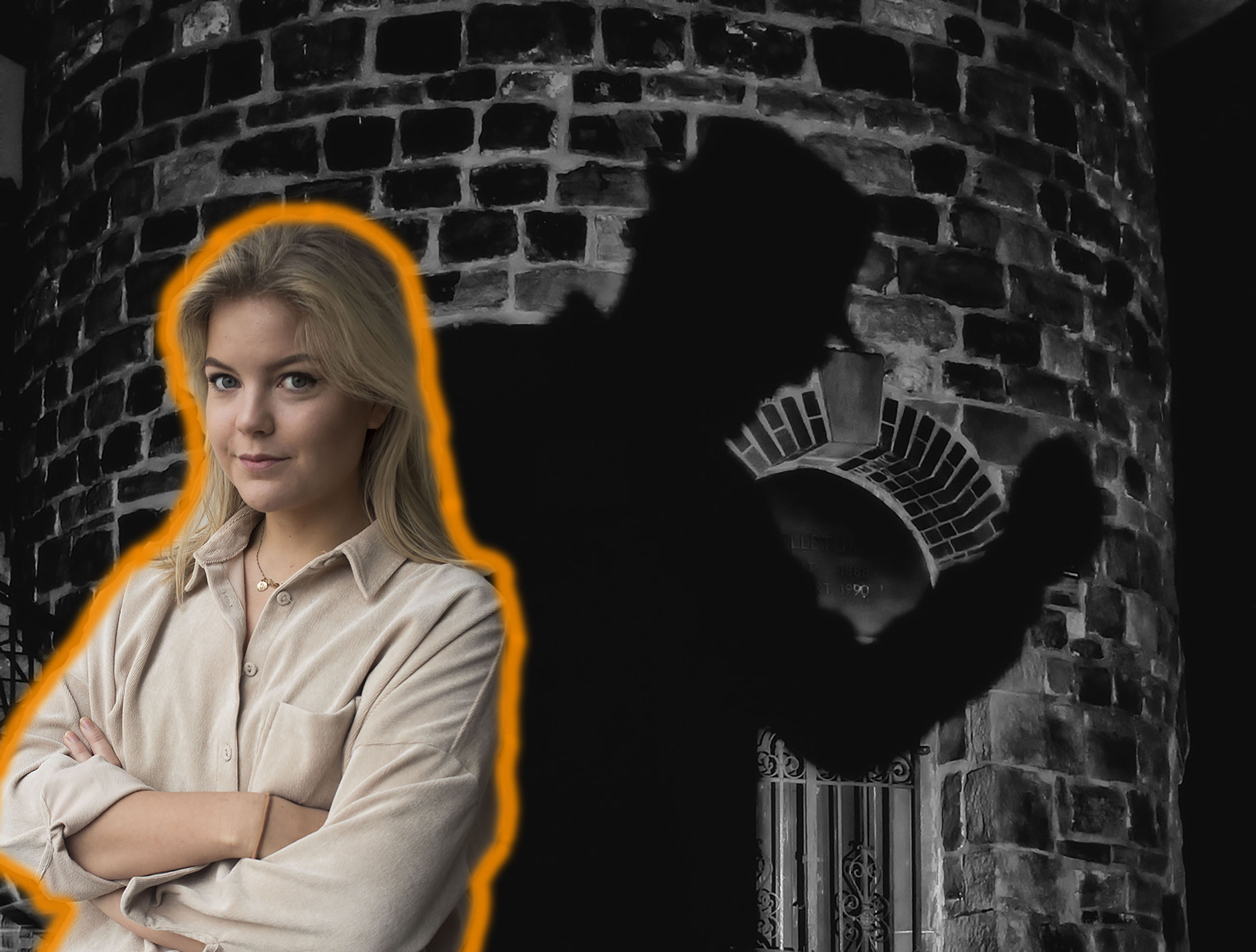 Montage föreställande en manlig skugga med krönikören inklippt framför.