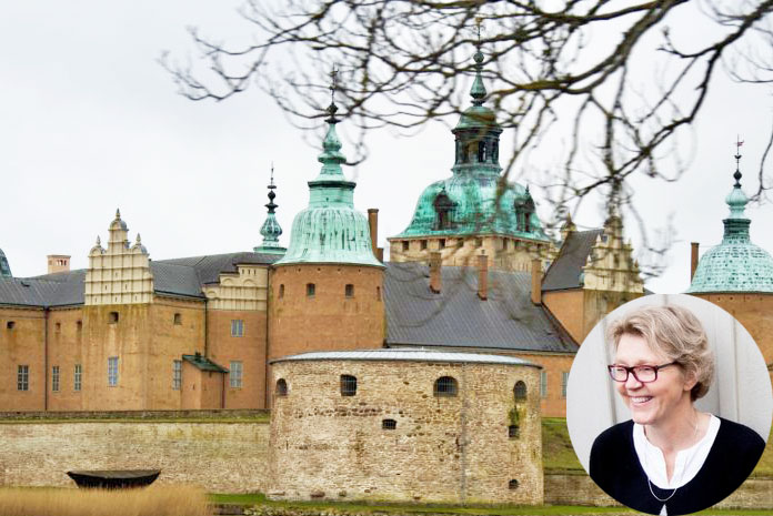 Kalmar slott med strategen Ann-Sofie Lagercrantz inklippt i bilden.