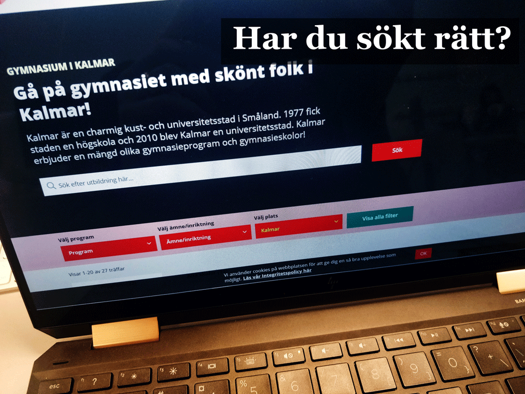 Ansökningssidan för gymnasievalet.