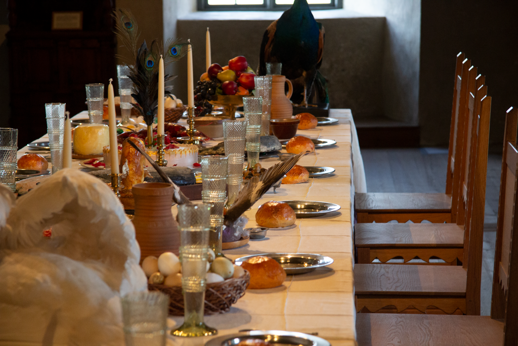 En modell av hur maten såg ut under Kalmars Slotts glansdagar. 