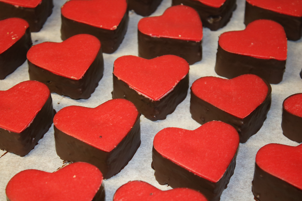 Hjärtformade kakor från Holmgrens konditori.