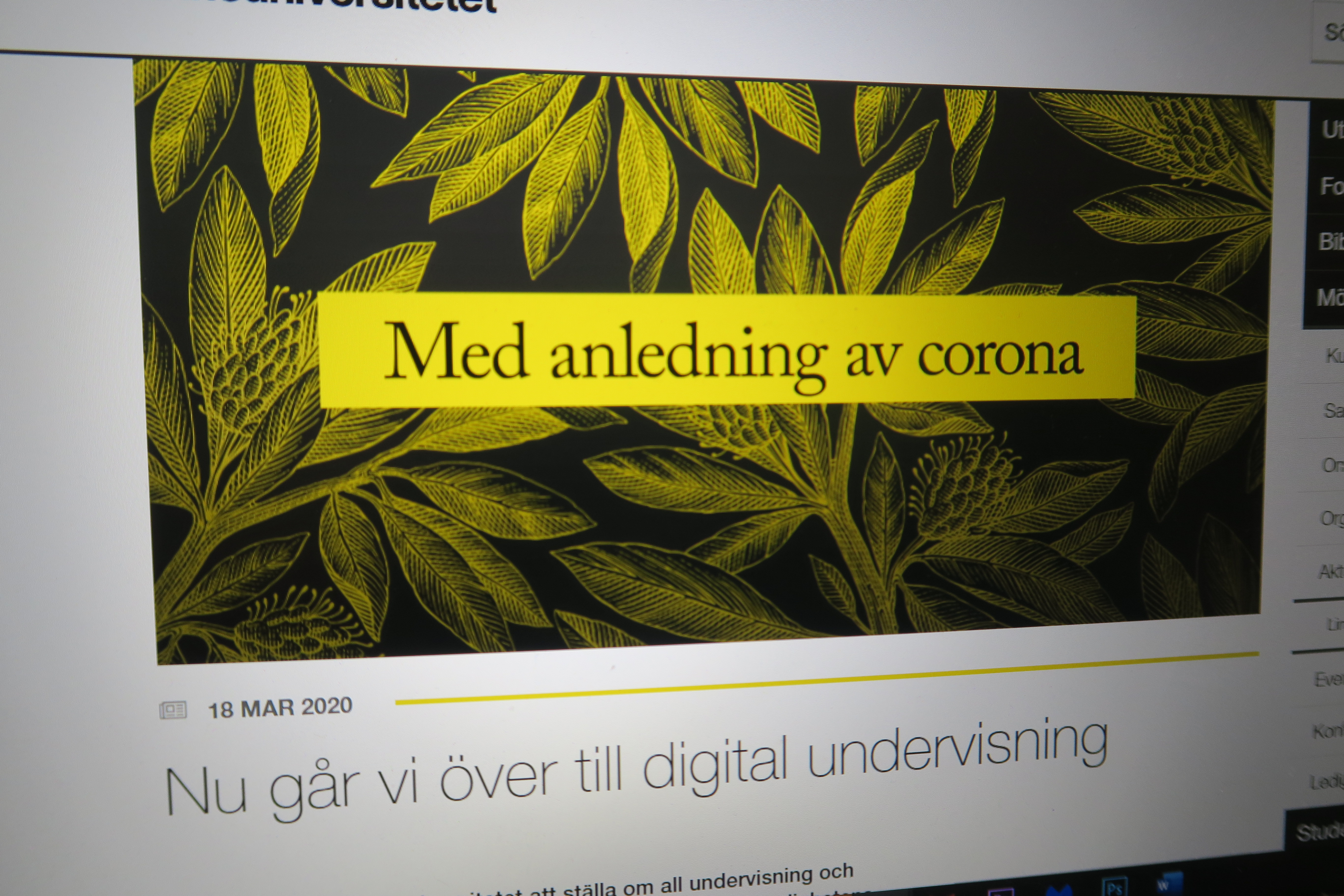 Med anledning av corona går vi över till digital undervisning