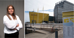 Bildcollage: skribent och Linnéuniversitetet