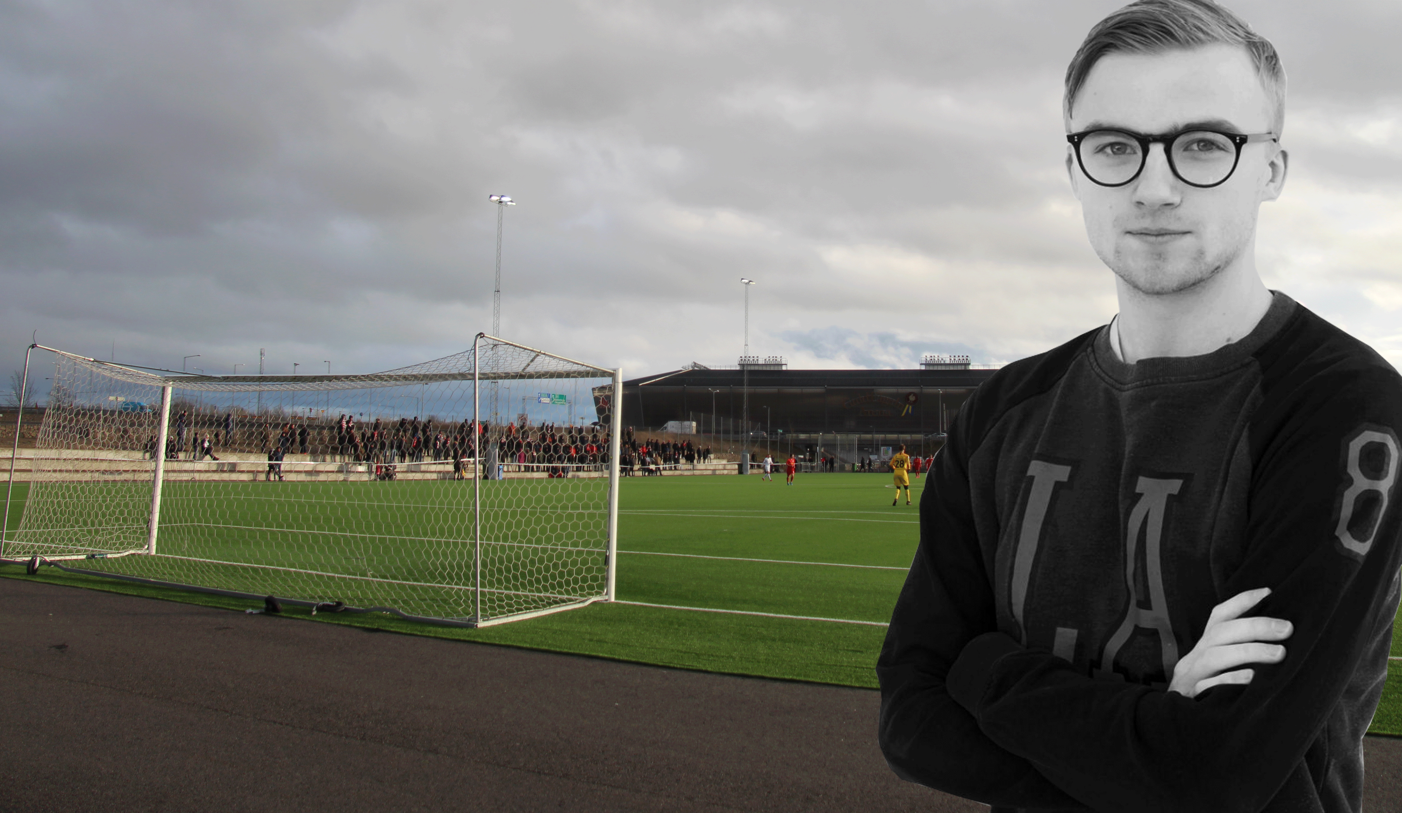 Bild på krönikören med Gasten i bakgrunden