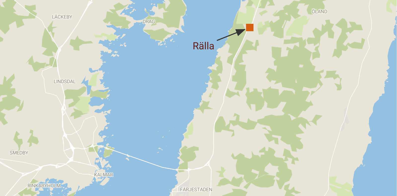 Karta där Rälla är markerad