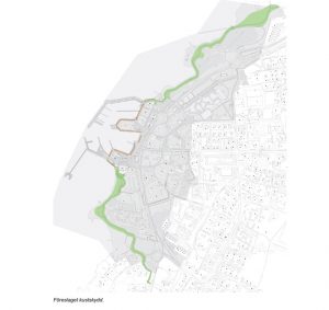 Ritning över de planerade vallarna i Färjestaden.