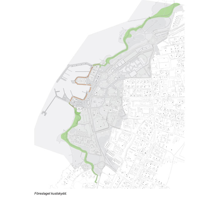 Ritning över de planerade vallarna i Färjestaden.