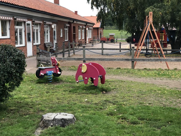 En lekplats på förskolan där det skedde