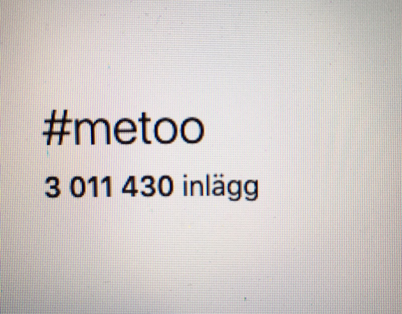 Hashtaggen me too med antalet inlägg under vilket är över 3 miljoner.