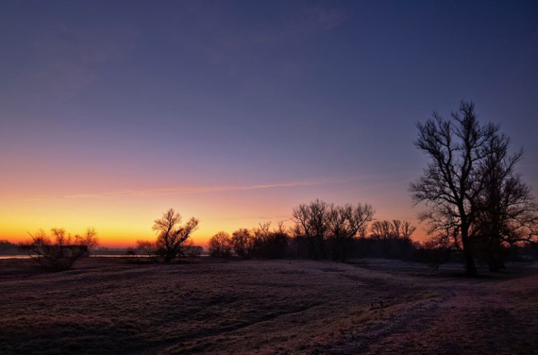 En soluppgång en tidig morgon i december