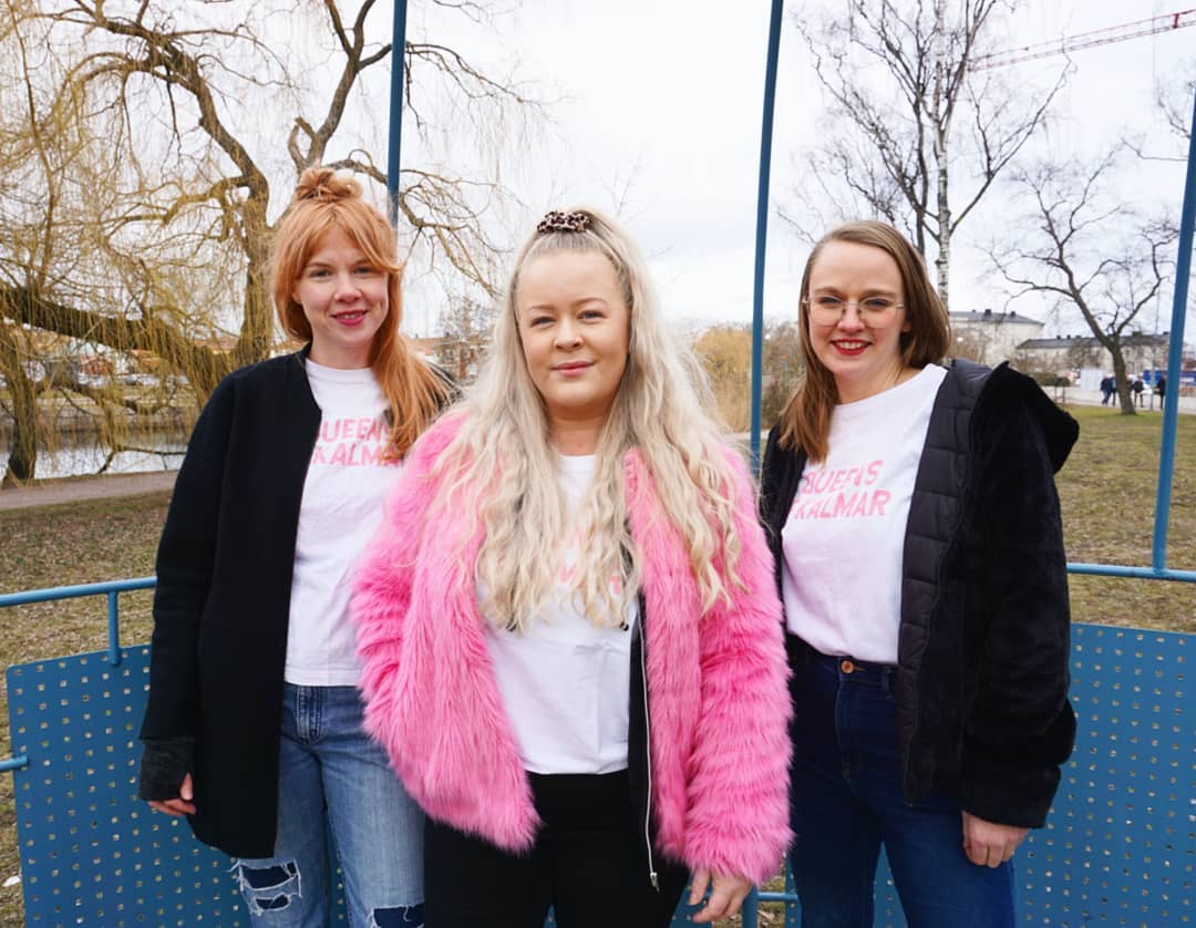 Alexandra Durne och de andra två arrangörerna av Queens of Kalmars jämställdhetsfestival.