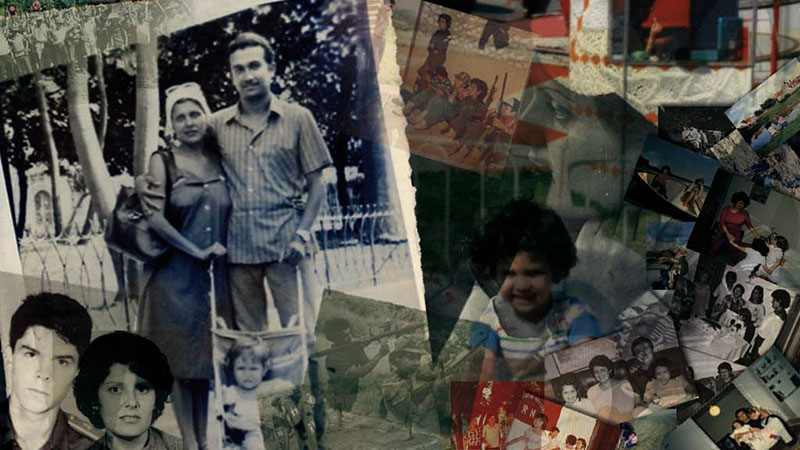 Ett collage av bilder på medlemmar ur Irene Lopezs familj. Bilden längst ner till höger föreställer Irenes mamma och pappa